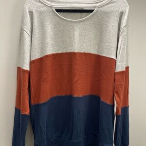 Colorblock Women's Top - Grey, Orange, and Blue